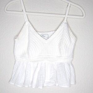 Hollister Co. Women's White Crop-top - Size L